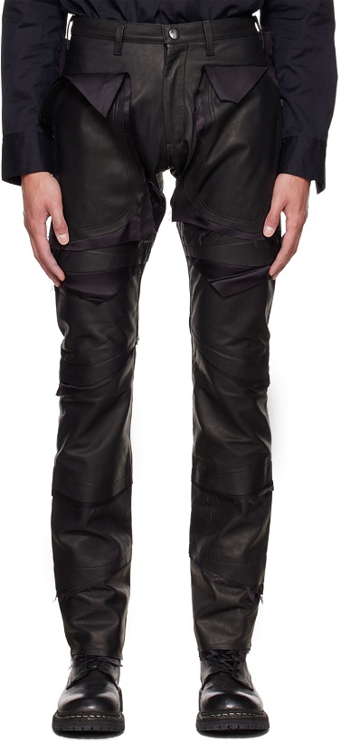 Photo: Sulvam Black Scars Horce Leather Pants