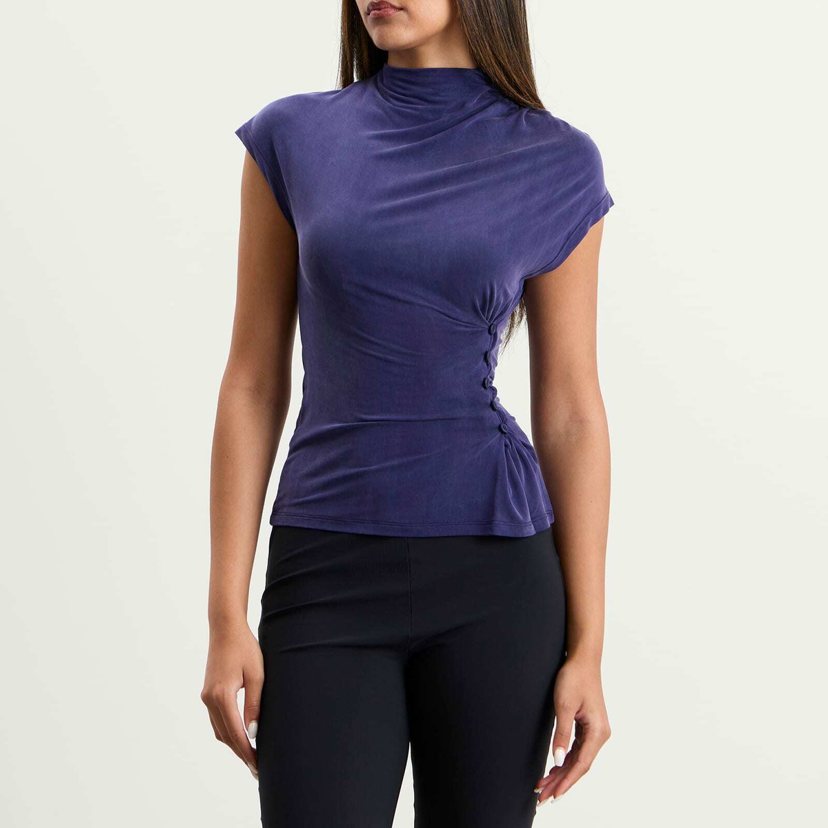 Peachy Den Women's Kylie Button Top in Aubergine