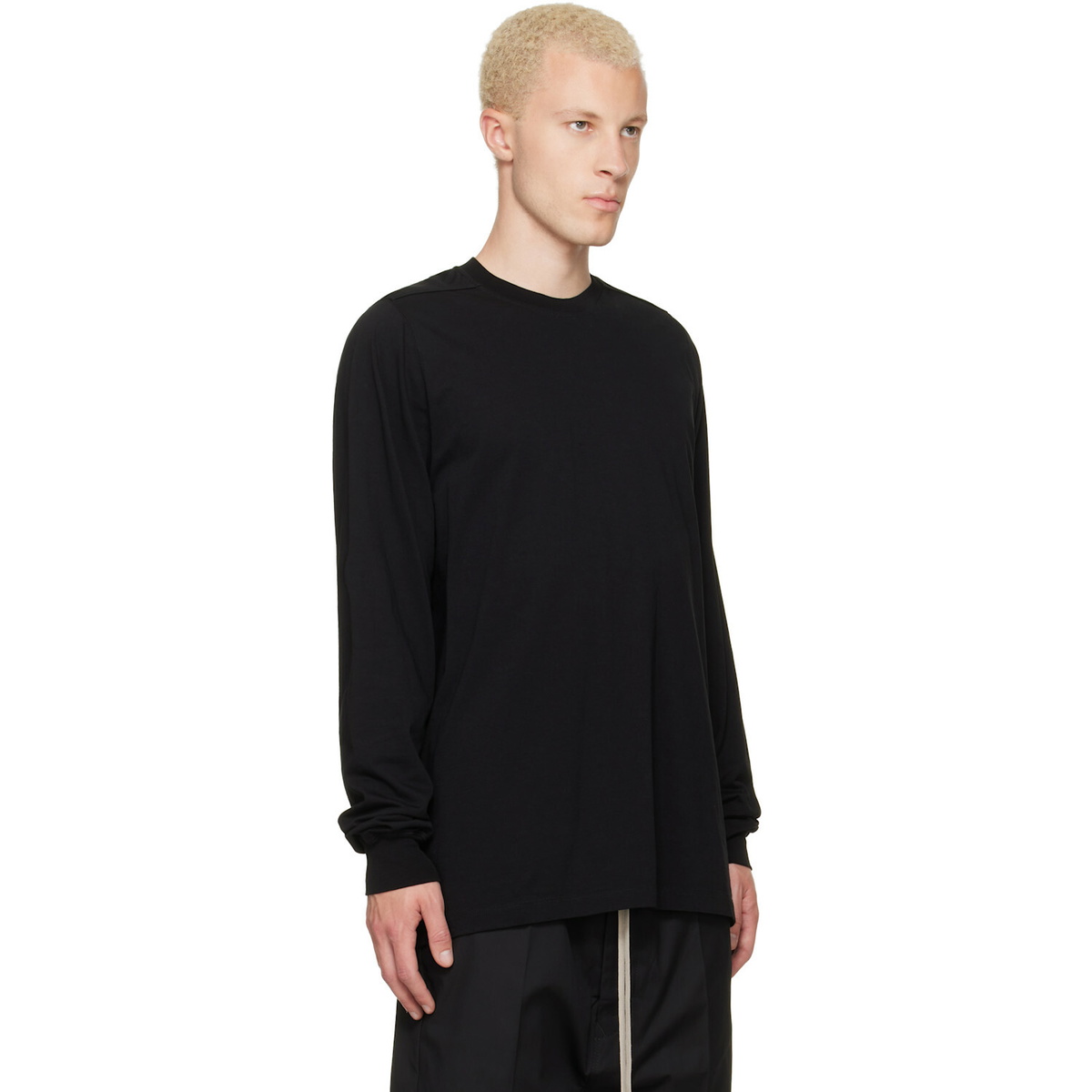 Rick Owens Black Tower Short Crewneck LS T-shirt