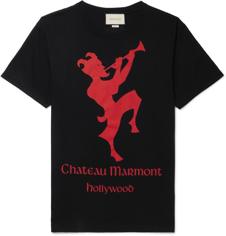 Photo: Gucci - Printed Cotton-Jersey T-Shirt - Men - Black