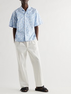 MARNI - Convertible-Collar Printed Cotton-Poplin Shirt - Blue