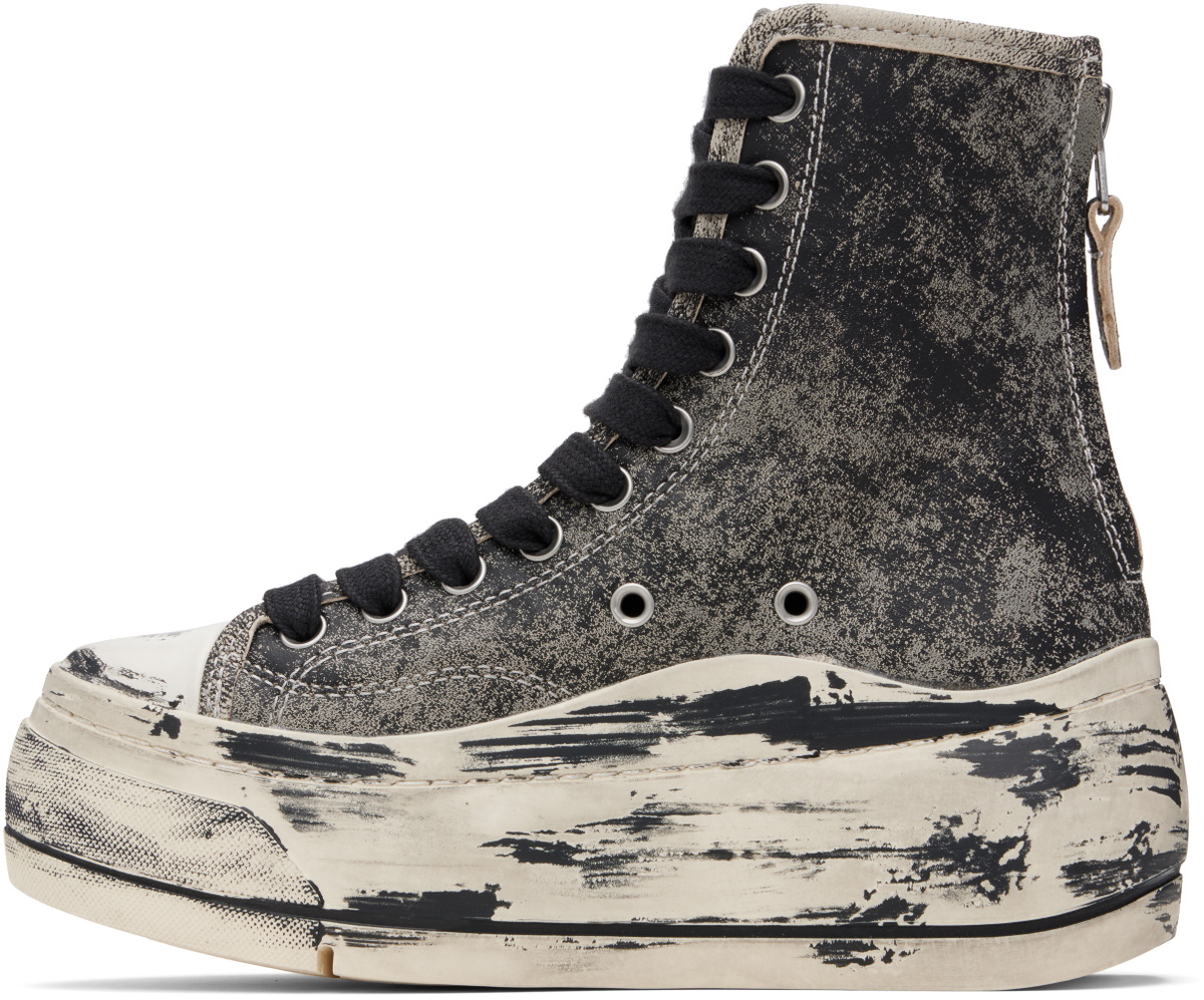 R13 Gray & Black Distressed Tall Kurt Sneakers