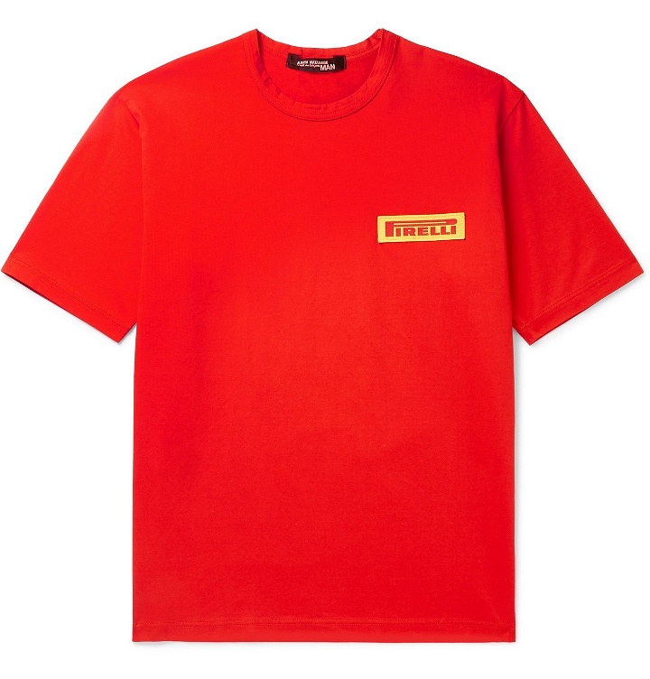 Photo: Junya Watanabe - Pirelli Logo-Appliquéd Cotton-Jersey T-Shirt - Red
