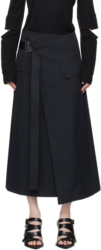 Photo: Helmut Lang Navy Trench Wrap Midi Skirt