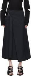 Helmut Lang Navy Trench Wrap Midi Skirt