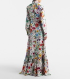 Gucci Floral belted silk twill gown