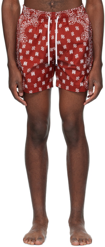 Photo: AMIRI Red Bandana Paisley Swim Shorts