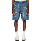 Off-White Blue Distressed Arrow Skate Sweat Shorts