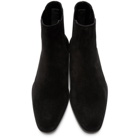 Saint Laurent Black Suede Wyatt Chelsea Boots