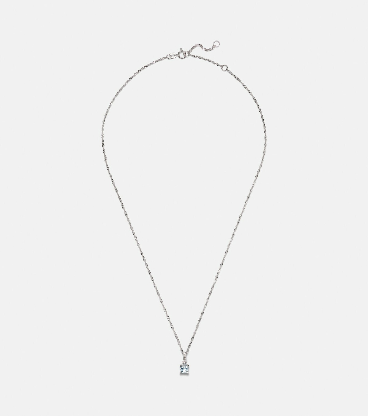Stone and Strand Le Bleu 14kt white gold necklace with diamonds and aquamarine