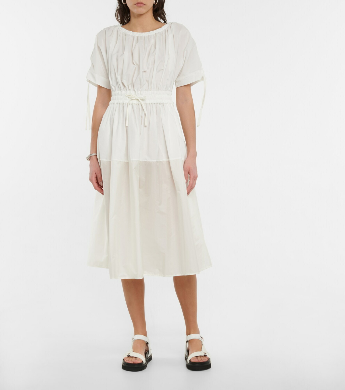 ワンピース MONCLER Moncler Cotton Midi Dress (K10932G00011 597LQ 999) Cotton midi dress in black - Moncler | Mytheresa