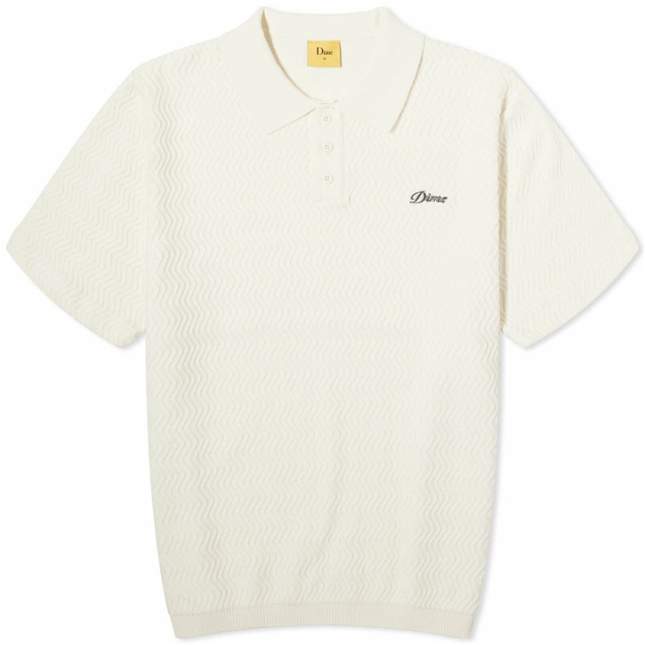 Photo: Dime Men's Wave Cable Knit Polo Shirt in Cream