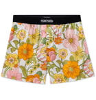 TOM FORD - Velvet-Trimmed Floral-Print Stretch-Silk Satin Boxer Shorts - Multi