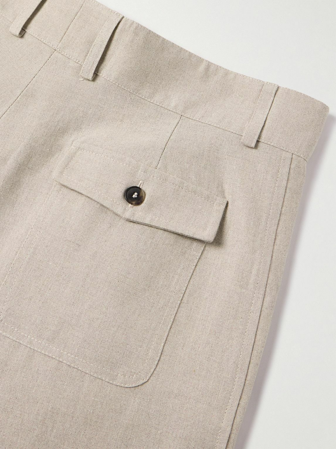 De Bonne Facture - Straight-Leg Pleated Belgian Linen Bermuda Shorts - Neutrals
