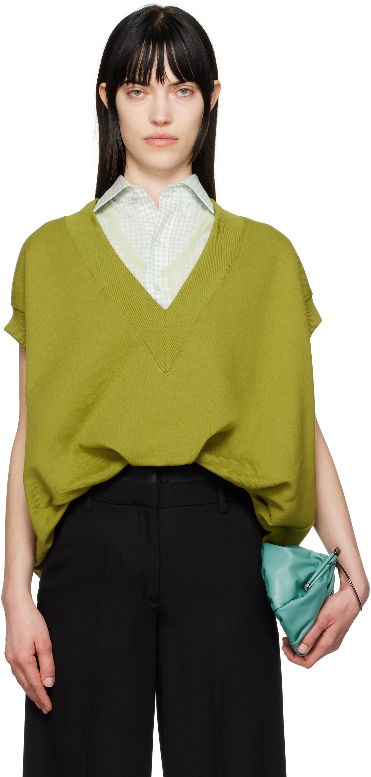Dries Van Noten Green V-Neck Vest