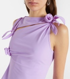 Coperni Floral-appliqué gathered jersey top