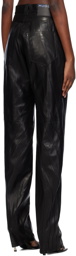 Mugler Black Spiral Leather Pants