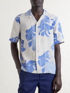 Frescobol Carioca - Roberto Camp-Collar Printed Linen Shirt - Blue