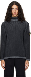 Stone Island Gray Ribbed Rollneck Knit Turtleneck