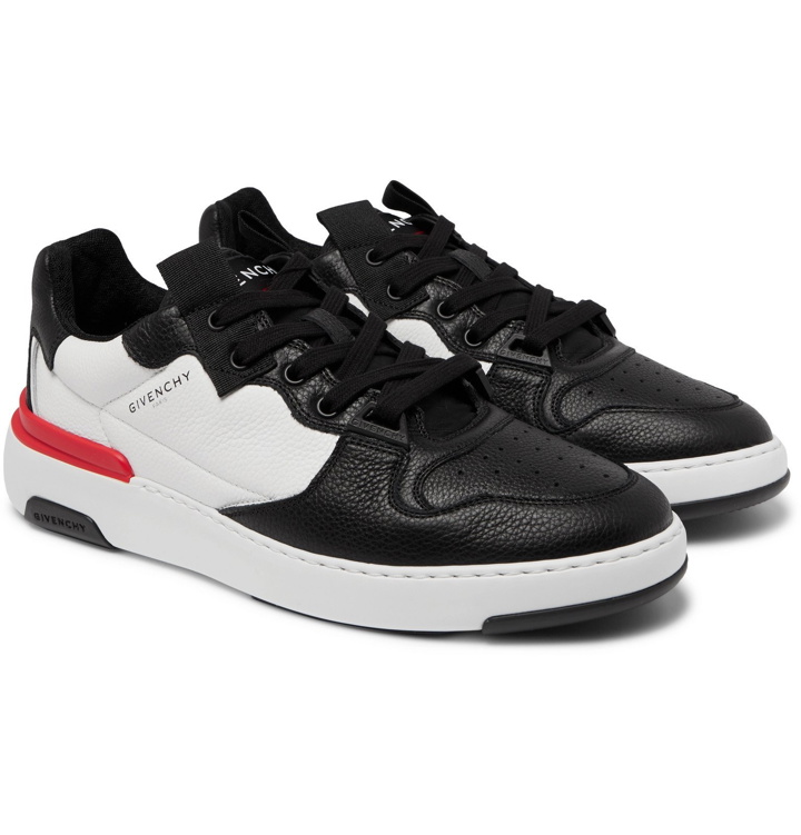 Photo: Givenchy - Wing Grosgrain-Trimmed Full-Grain Leather Sneakers - White