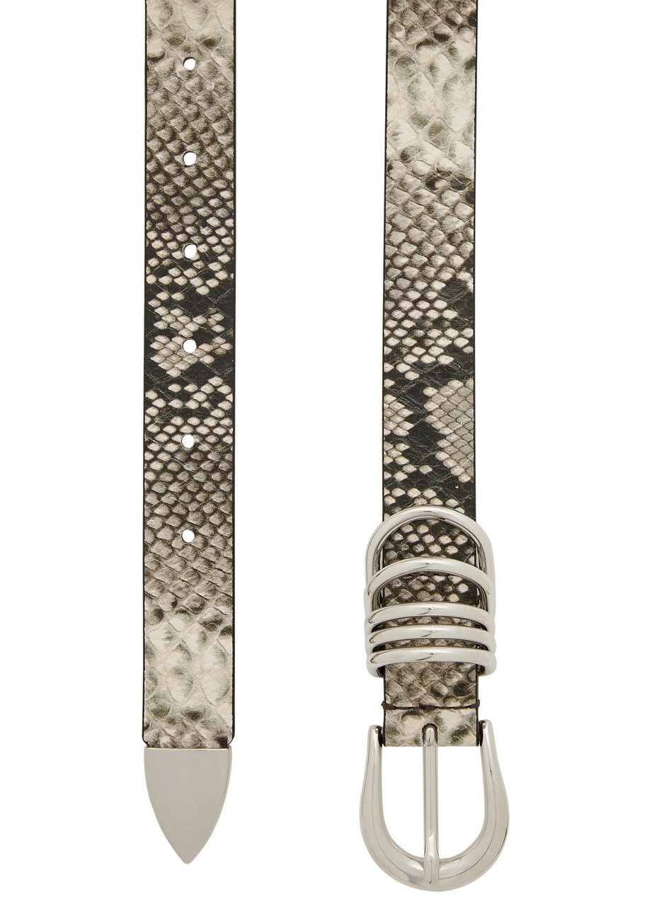 Dehanche Hollyhock Snake-effect Leather Belt White