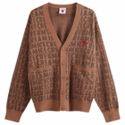 ICECREAM Men's Text Print Knit Cardigan in Brown