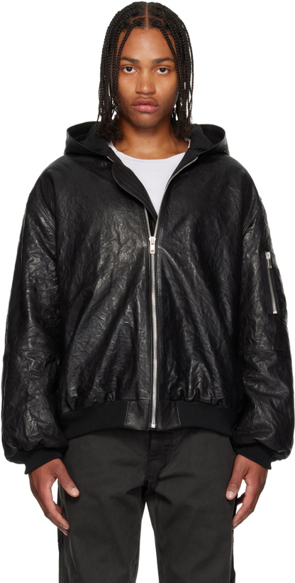 Photo: ALEXANDER DIGENOVA Black Zip Leather Jacket