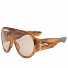 Bottega Veneta Eyewear Bottega Veneta BV1345S Sunglasses in Havana/Brown 