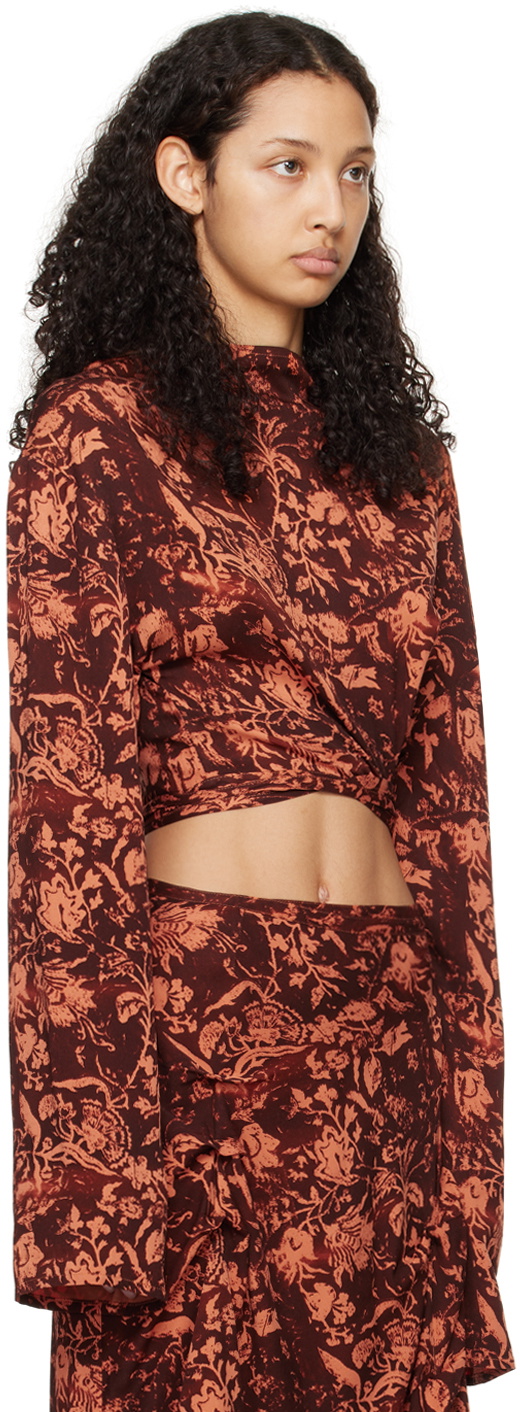 Jade Cropper Brown & Orange Asymmetric T-Shirt