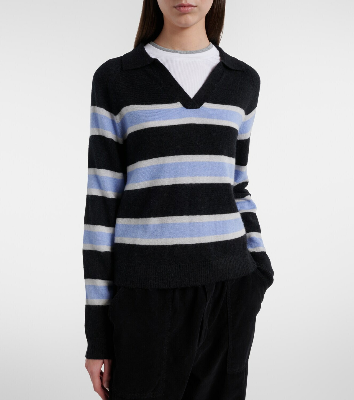 Velvet Everlake striped polo sweater
