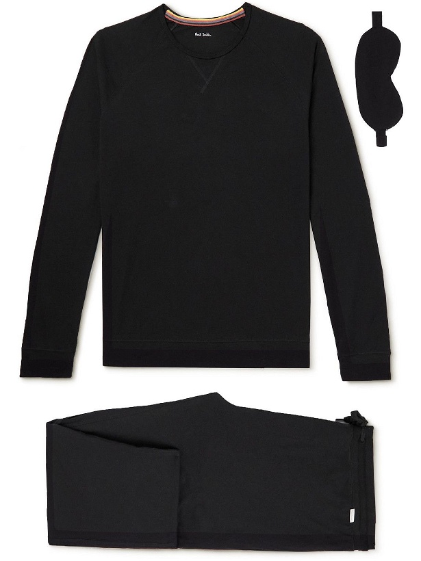 Photo: Paul Smith - Webbing-Trimmed Cotton-Jersey Pyjama Set - Black
