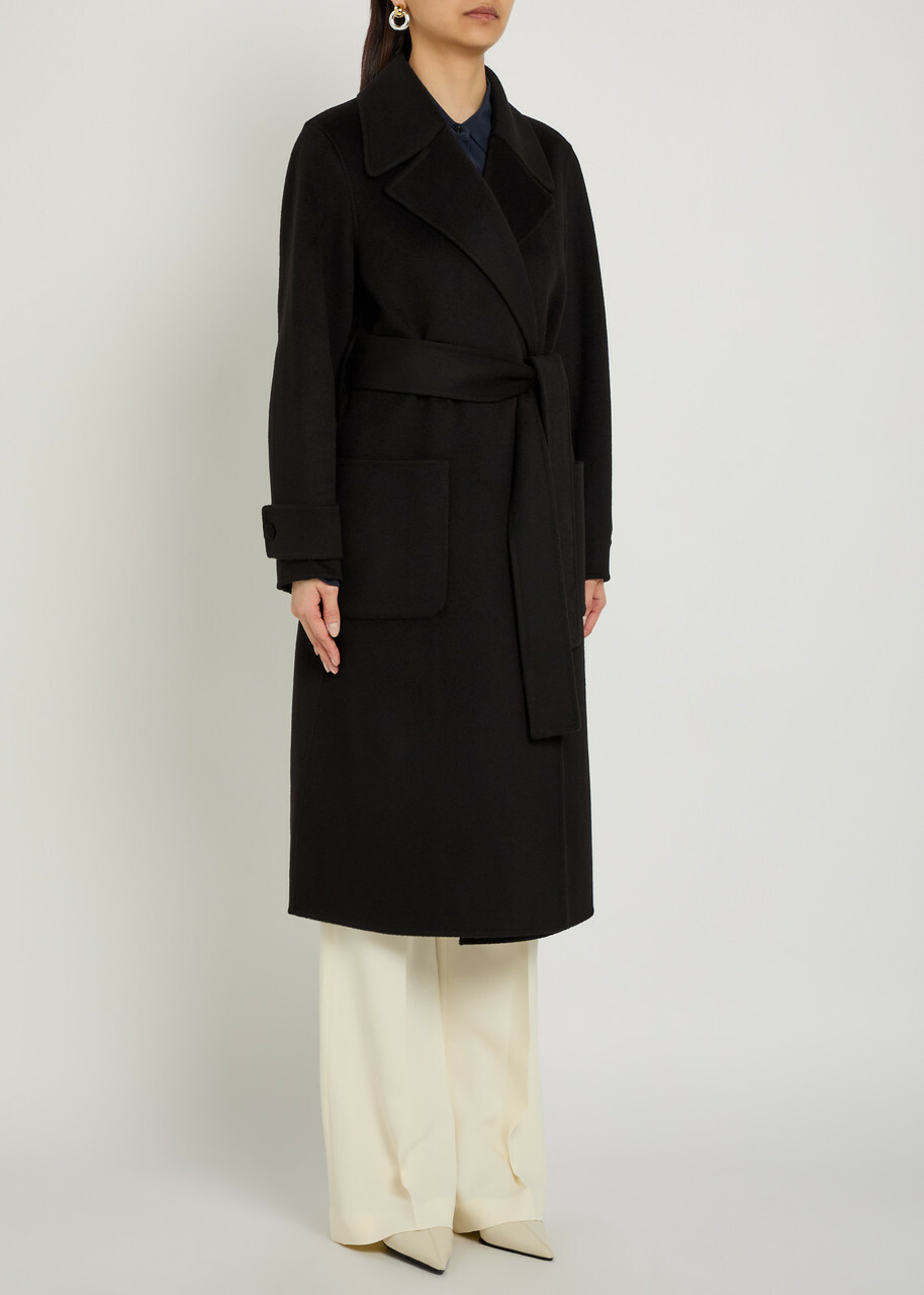 Joseph Arlina Double-breasted Wool and Cashmere-blend Coat Black