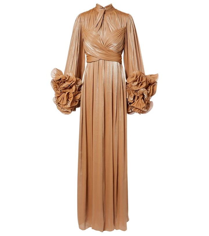 Photo: Costarellos Ruffled Lurex georgette gown