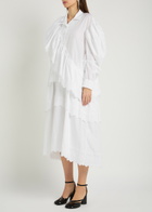 Simone Rocha Ruffled Cotton Midi Shirt Dress White
