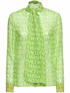 VERSACE All Over Logo Printed Silk Chiffon Shirt