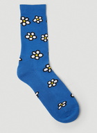 Floral Jacquard Socks in Blue