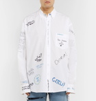 Vetements - Oversized Button-Down Collar Printed Cotton-Poplin Shirt - White