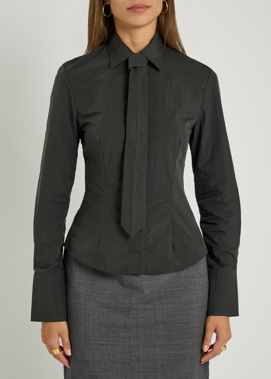 Bettter Cascade Cotton Poplin Shirt and tie set Grey