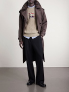 Burberry - Logo-Intarsia Cable-Knit Wool and Cashmere-Blend Sweater - Neutrals