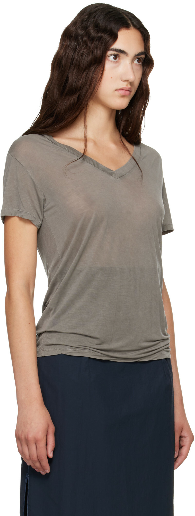 Baserange Gray V Neck T-shirt