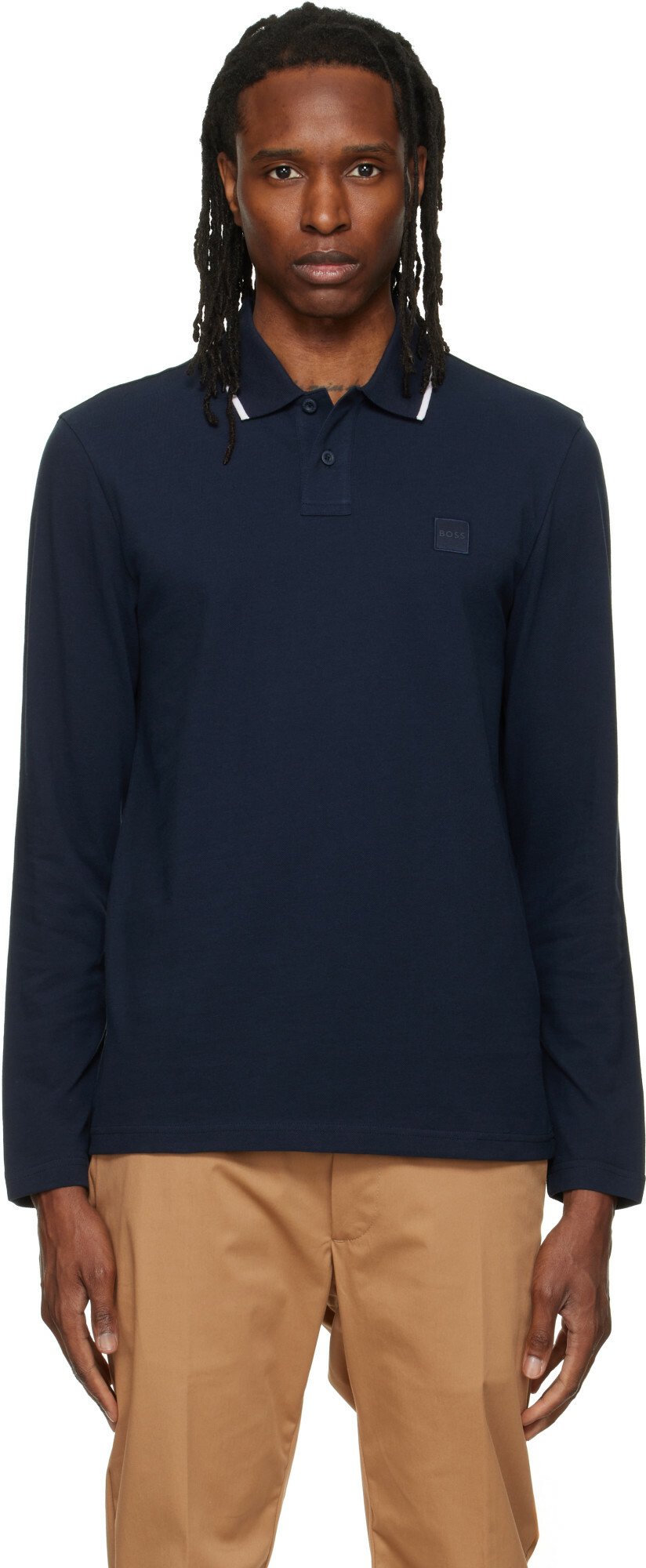 BOSS Navy Logo Patch Polo