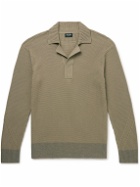 Zegna - Ribbed Mulberry Silk and Cotton-Blend Polo Shirt - Green