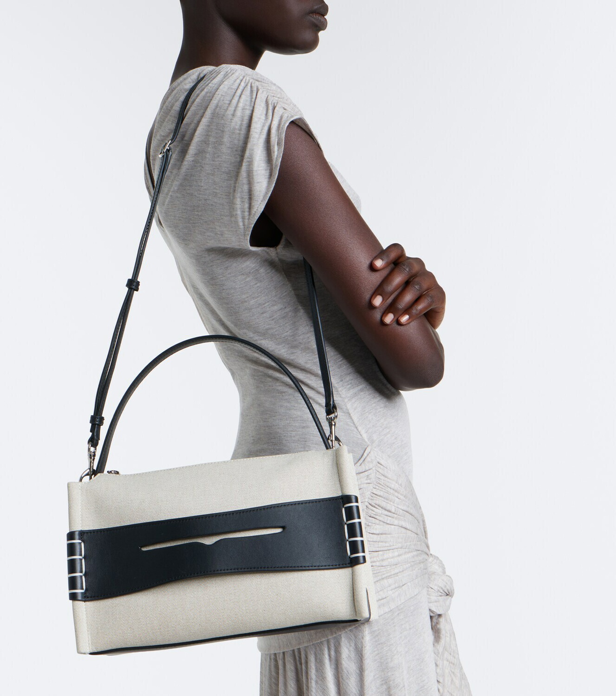 JW Anderson Loafer Medium canvas and leather top-handle bag