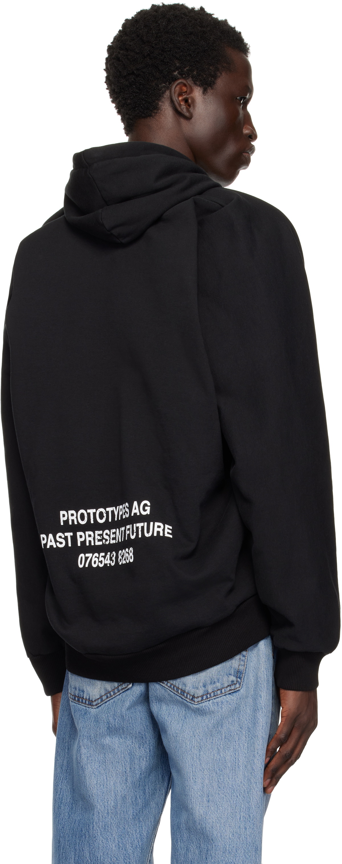 Prototypes Black Moved Neck Hoodie PROTOTYPES