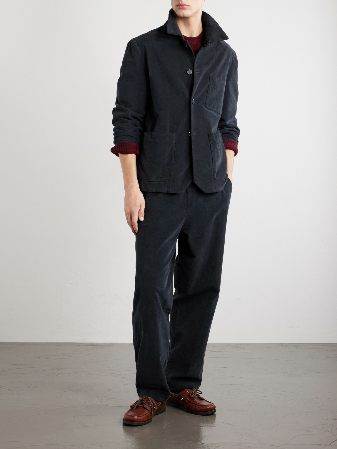 Barena - Stretch-Cotton Moleskin Overshirt - Blue