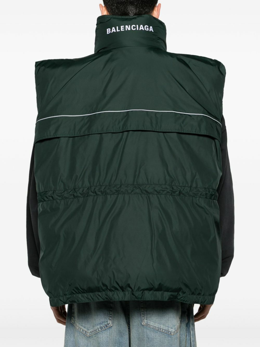 Balenciaga Green Logo-Print Puffer Vest