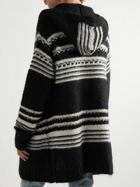 SAINT LAURENT - Hooded Striped Mohair-Blend Cardigan - Black