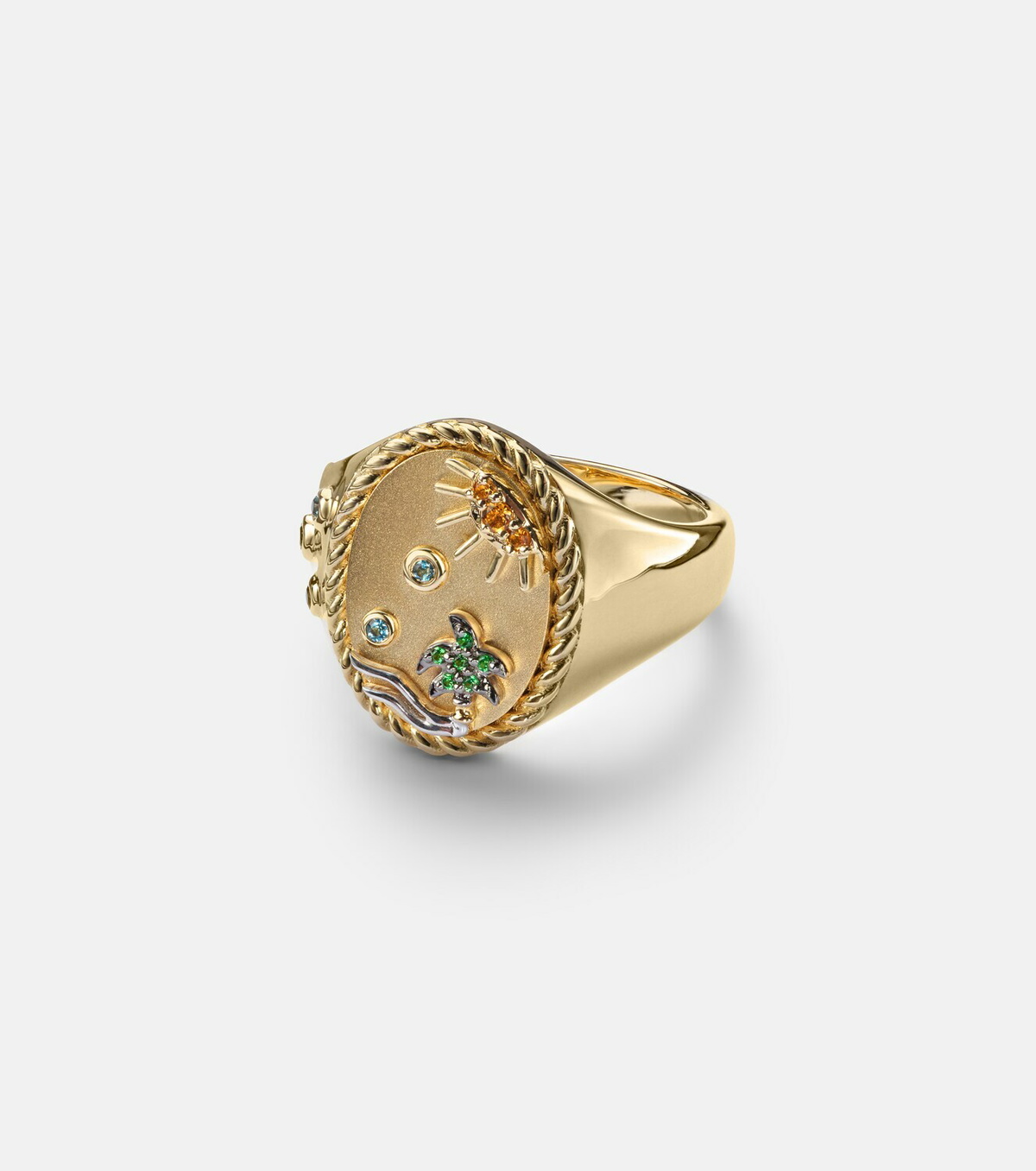 Yvonne Léon La Plage 9kt gold ring with gemstones