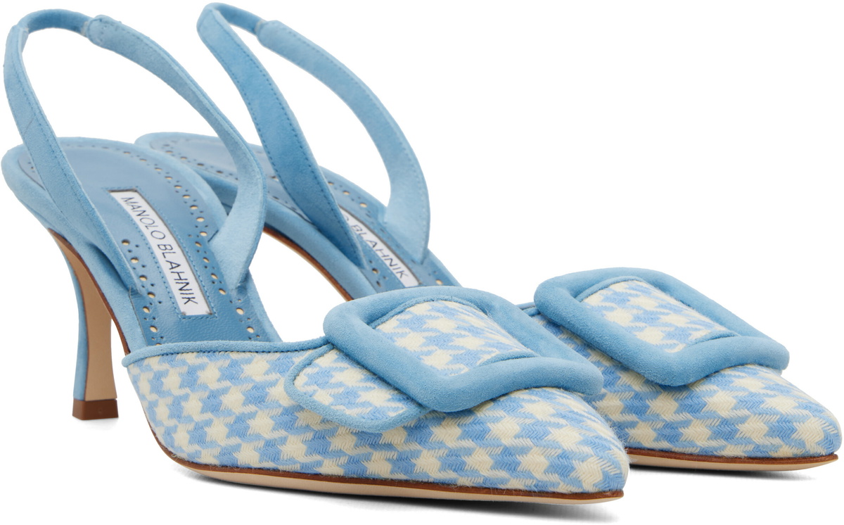 Manolo Blahnik Blue & White Mayslibi Heels