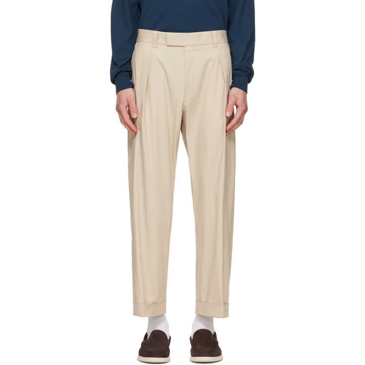 Photo: BOSS Beige Relaxed-Fit Trousers